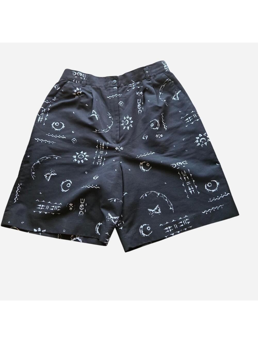 Vintage 90s Tail Black & White Celestial Sun Moon High Waisted Shorts Size 10